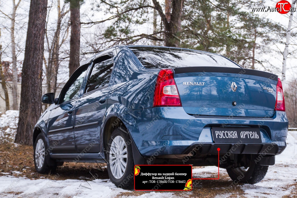 2 399 р. Диффузор на задний бампер RA  Renault Logan  1 (2010-2016) рестайлинг (Поверхность глянец (под окраску))  с доставкой в г. Майкоп