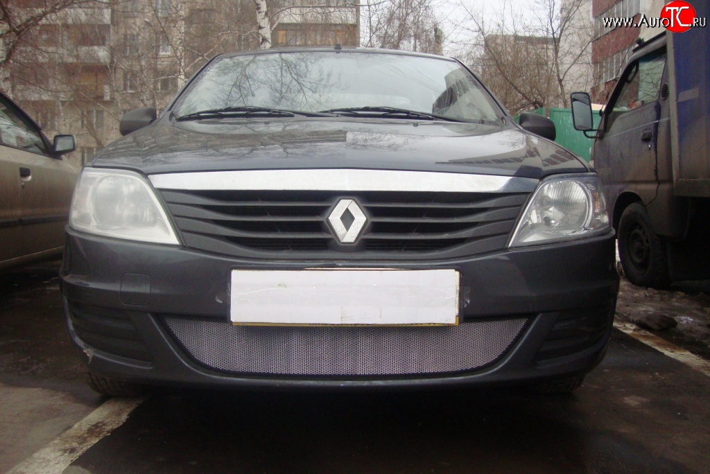 1 899 р. Сетка на бампер Russtal (хром) Renault Logan 1 рестайлинг (2010-2016)  с доставкой в г. Майкоп