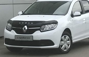 2 199 р. Дефлектор капота CA-Plastic Renault Logan 2 дорестайлинг (2014-2018) (Classic черный, Без надписи)  с доставкой в г. Майкоп. Увеличить фотографию 2