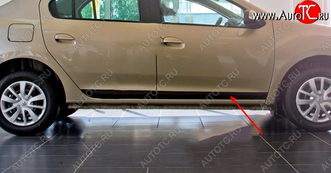 1 059 р. Молдинг двери RA (передний правый) Renault Logan 2 дорестайлинг (2014-2018) (Поверхность шагрень)  с доставкой в г. Майкоп