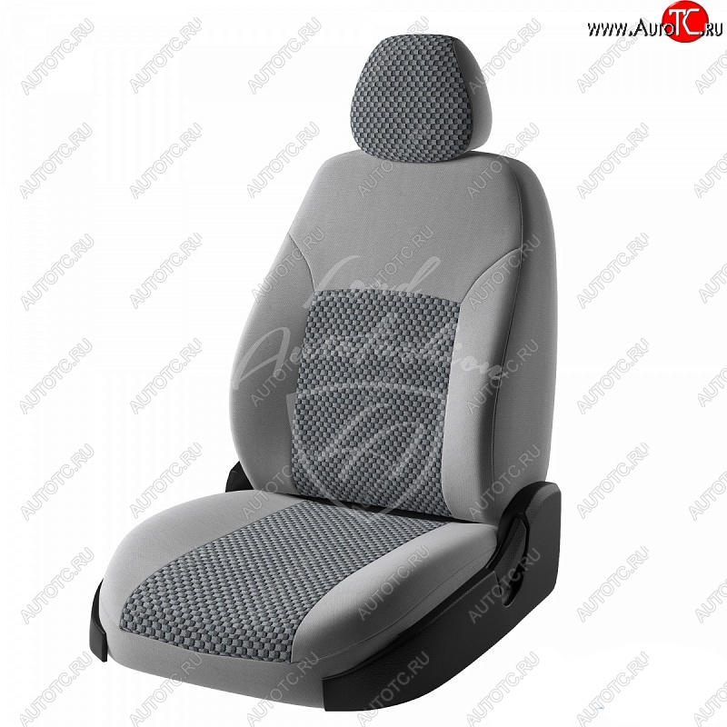 6 499 р. Чехлы для сидений Lord Autofashion Дублин (жаккард, раздельная спинка) Renault Logan 2 дорестайлинг (2014-2018) (Серый, вставка Стежок Серый)  с доставкой в г. Майкоп