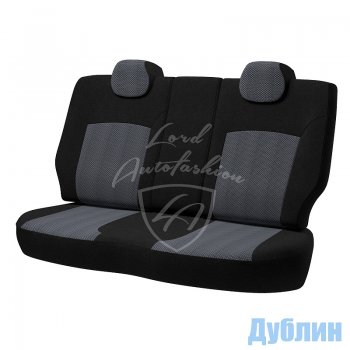 6 399 р. Чехлы для сидений Lord Autofashion Дублин (жаккард, 3 Г-образных подгол-ка) Renault Logan 2 дорестайлинг (2014-2018) (Черный, вставка Ёж Белый)  с доставкой в г. Майкоп. Увеличить фотографию 2