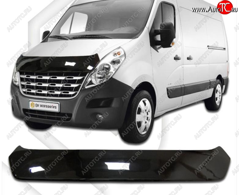 2 199 р. Дефлектор капота CA-Plastic Renault Master FV,JV фургон дорестайлинг (2010-2015) (Classic черный, Без надписи)  с доставкой в г. Майкоп