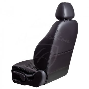 9 449 р. Чехлы для сидений Lord Autofashion Турин Ромб (экокожа, раздельная спинка) Renault Megane седан  дорестайлинг (2002-2006) (Черный, вставка черная, строчка серая)  с доставкой в г. Майкоп. Увеличить фотографию 3