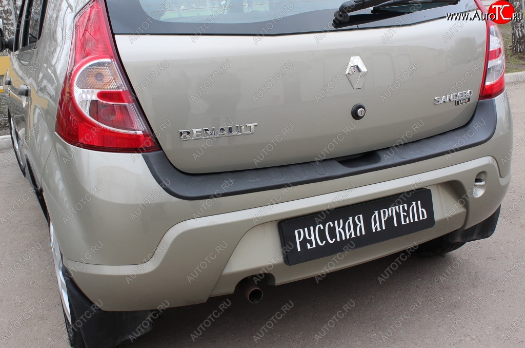 1 199 р. Защитная накладка на задний бампер RA Renault Sandero (BS) (2009-2014)  с доставкой в г. Майкоп
