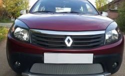 1 539 р. Сетка на бампер Russtal (хром) Renault Sandero Stepway (BS) (2010-2014)  с доставкой в г. Майкоп. Увеличить фотографию 2