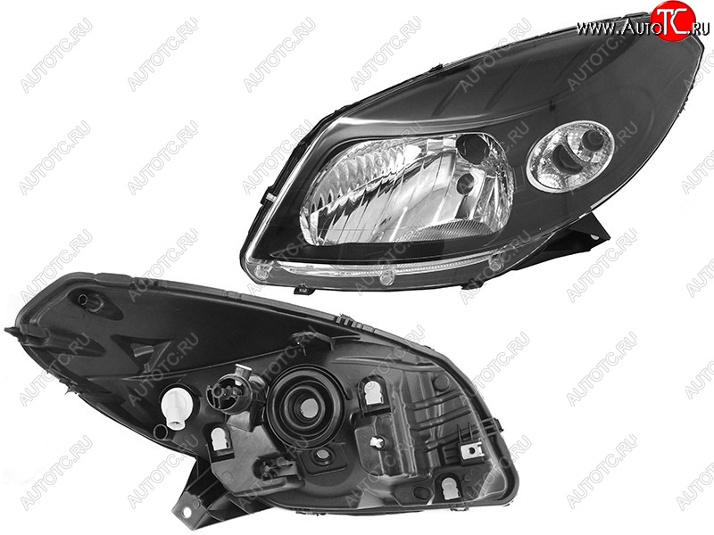 3 689 р. Левая фара (чёрная) SAT Renault Sandero Stepway (BS) (2010-2014)  с доставкой в г. Майкоп