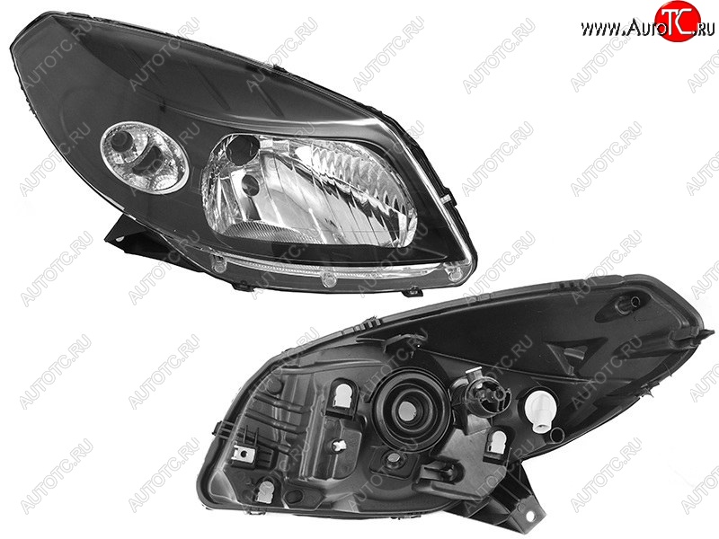 3 689 р. Правая фара (чёрная) SAT Renault Sandero Stepway (BS) (2010-2014)  с доставкой в г. Майкоп