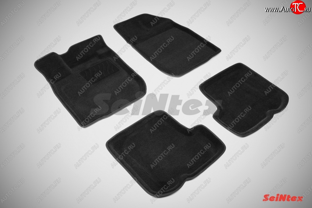 4 999 р. Износостойкие коврики в салон SeiNtex Premium 3D 4 шт. (ворсовые, черные)  Renault Sandero  (BS) (2009-2014)  с доставкой в г. Майкоп
