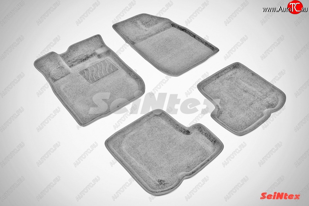 6 699 р. Износостойкие коврики в салон SeiNtex Premium 3D 4 шт. (ворсовые, серые)  Renault Sandero  (BS) (2009-2014)  с доставкой в г. Майкоп