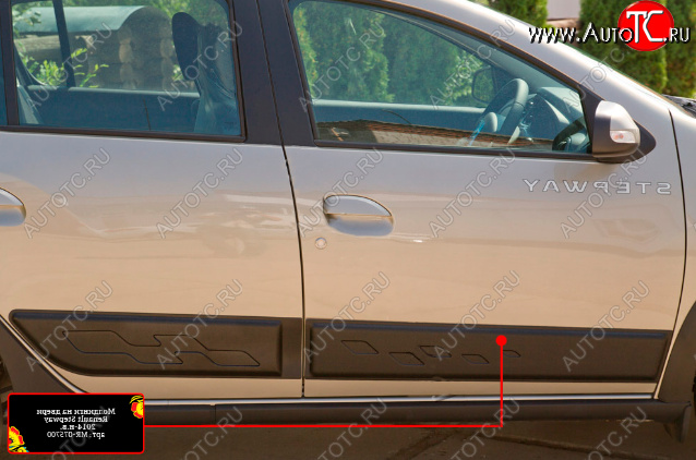 1 439 р. Молдинг двери RA (передний правый) Renault Sandero (B8) рестайлинг (2018-2025) (Поверхность глянец (под окраску), Неокрашенный)  с доставкой в г. Майкоп