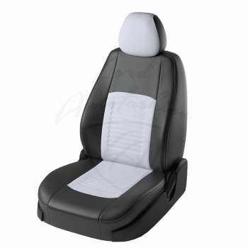 Чехлы для сидений Stepway Lord Autofashion Турин (экокожа) Renault Sandero  (B8) (2018-2025) рестайлинг (Чёрный, вставка белая)