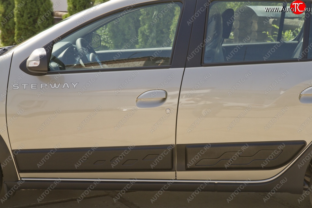 4 299 р. Молдинги дверей RA (комплект) Renault Sandero (B8) дорестайлинг (2014-2018) (Поверхность глянец (под окраску), Неокрашенные)  с доставкой в г. Майкоп