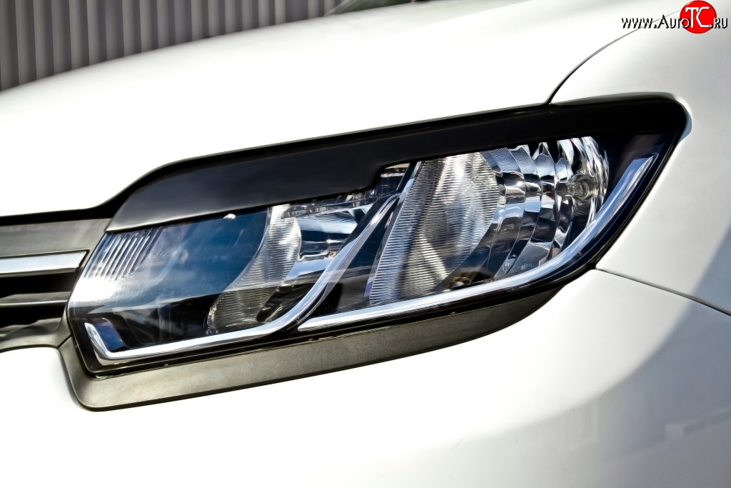 659 р. Реснички передних фар RA Renault Sandero (B8) дорестайлинг (2014-2018) (Неокрашенные)  с доставкой в г. Майкоп
