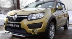 2 099 р. Защитная сетка решетки переднего бампера РА Renault Sandero Stepway (B8) дорестайлинг (2014-2018)  с доставкой в г. Майкоп. Увеличить фотографию 2