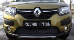 2 099 р. Защитная сетка решетки переднего бампера РА Renault Sandero Stepway (B8) дорестайлинг (2014-2018)  с доставкой в г. Майкоп. Увеличить фотографию 3