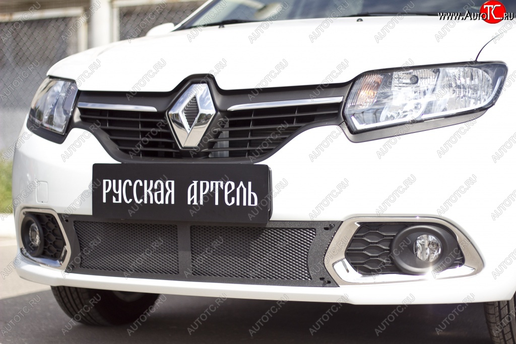 2 169 р. Защитная сетка решетки переднего бампера РА Renault Sandero (B8) дорестайлинг (2014-2018)  с доставкой в г. Майкоп