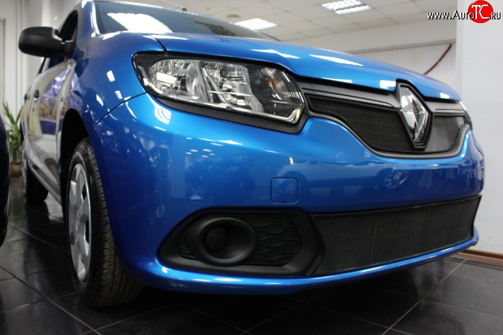 1 469 р. Нижняя сетка на бампер Russtal (черная) Renault Sandero (B8) дорестайлинг (2014-2018)  с доставкой в г. Майкоп