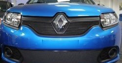 1 469 р. Нижняя сетка на бампер Russtal (черная) Renault Sandero (B8) дорестайлинг (2014-2018)  с доставкой в г. Майкоп. Увеличить фотографию 2