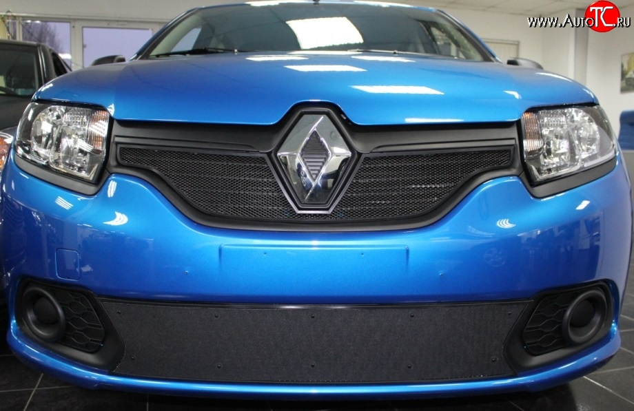 1 469 р. Сетка в решетку радиатора Russtal Renault Sandero (B8) дорестайлинг (2014-2018) (черная)  с доставкой в г. Майкоп