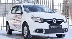 1 179 р. Зимняя заглушка решетки переднего бампера РА Renault Sandero (B8) дорестайлинг (2014-2018)  с доставкой в г. Майкоп. Увеличить фотографию 3