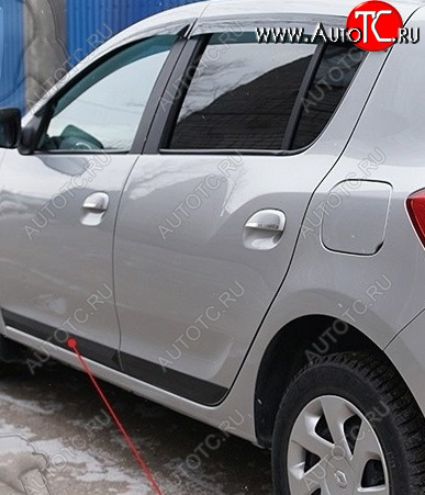 799 р. Задний левый молдинг на дверь Русская Артель Renault Sandero (B8) дорестайлинг (2014-2018) (Поверхность шагрень)  с доставкой в г. Майкоп