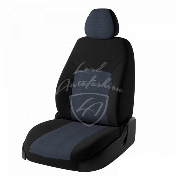 Чехлы для сидений ord Autofashion Дублин (жаккард) Renault Sandero Stepway  (B8) (2014-2018) дорестайлинг (Черный, вставка Ёж Синий)