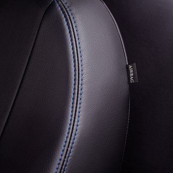 9 449 р. Чехлы для сидений Lord Autofashion Турин Ромб (экокожа, спинка 60/40, 2 П- и 1 Г-образных подголовника)  Renault Sandero Stepway  (B8) (2014-2022) дорестайлинг, рестайлинг (Черный, вставка черная, строчка синяя)  с доставкой в г. Майкоп. Увеличить фотографию 4