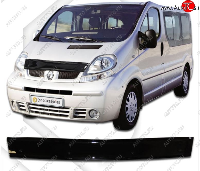 1 839 р. Дефлектор капота CA-Plastic Renault Trafic X83 дорестайлинг (2001-2006) (Classic черный, Без надписи)  с доставкой в г. Майкоп