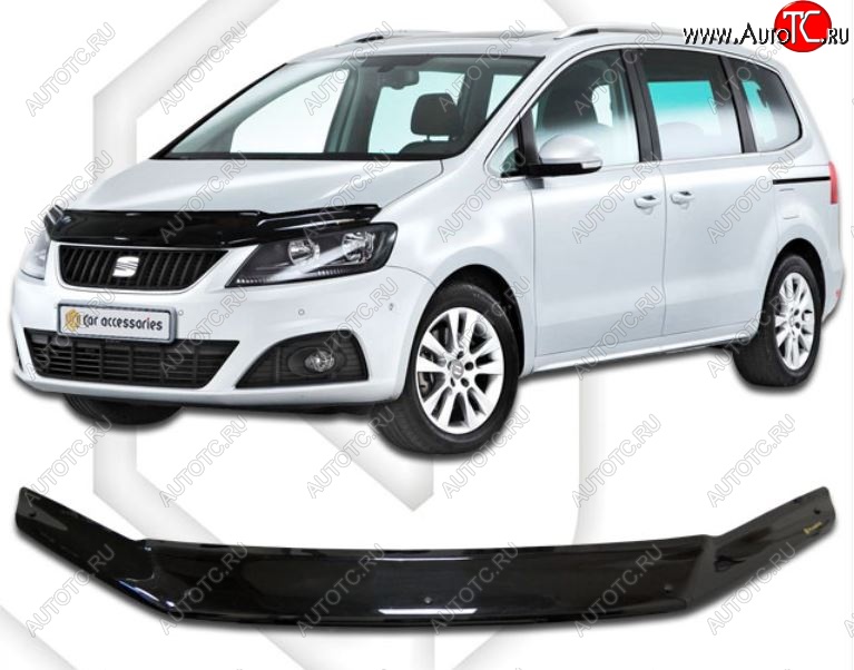 2 199 р. Дефлектор капота CA-Plastic Seat Alhambra 7N рестайлинг (2015-2020) (Classic черный, Без надписи)  с доставкой в г. Майкоп