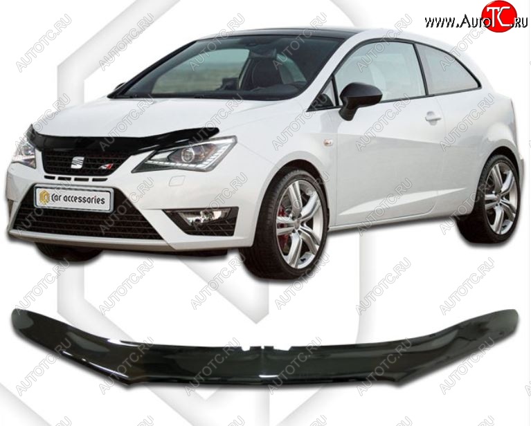 1 899 р. Дефлектор капота CA-Plastic Seat Ibiza 6J,6P хэтчбэк 5 дв.  рестайлинг (2012-2016) (Classic черный, Без надписи)  с доставкой в г. Майкоп