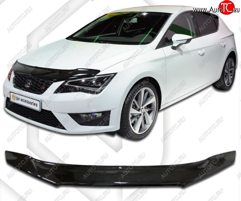 1 999 р. Дефлектор капота CA-Plastic Seat Leon 5F хэтчбэк 5 дв. (2012-2016) (Classic черный, Без надписи)  с доставкой в г. Майкоп