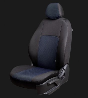 Чехлы сидений Lord Autofashion Дублин (жаккард, 60/40, раздельная спинка и сиденья, 3Г-образ. подголовника) Chery Tiggo T11 (2013-2016), Vortex Tingo (2010-2014) (Чёрный, Ёж синий)