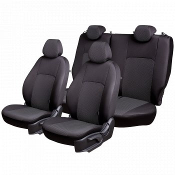 5 999 р. Чехлы сидений Lord Autofashion Дублин (жаккард, 60/40, раздельное заднее сиденье, 3Г-образ. подголовника)  Chevrolet Aveo ( T200,  T250) (2003-2011), Ravon Nexia R3 (2016-2020) (Чёрный, Ёж белый)  с доставкой в г. Майкоп. Увеличить фотографию 3