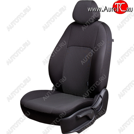 4 389 р. Чехлы сидений Lord Autofashion Дублин (жаккард, 60/40, раздельное заднее сиденье и спинка, 3Г-образ. подголовника) Datsun mi-DO хэтчбэк (2014-2021) (Чёрный, Ёж белый)  с доставкой в г. Майкоп