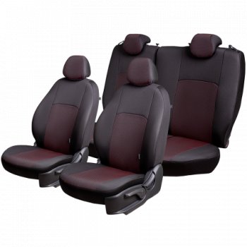4 389 р. Чехлы сидений Lord Autofashion Дублин (жаккард, 60/40, раздельное заднее сиденье и спинка, 3Г-образ. подголовника) Datsun on-DO седан дорестайлинг (2014-2019) (Чёрный, Ёж красный)  с доставкой в г. Майкоп. Увеличить фотографию 3