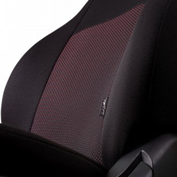 4 389 р. Чехлы сидений Lord Autofashion Дублин (жаккард, 60/40, раздельное заднее сиденье и спинка, 3Г-образ. подголовника) Datsun on-DO седан дорестайлинг (2014-2019) (Чёрный, Ёж красный)  с доставкой в г. Майкоп. Увеличить фотографию 2