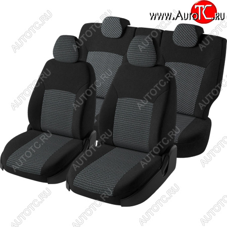 5 799 р. Чехлы сидений Lord Autofashion Дублин (жаккард, 60/40, раздельное заднее сиденье и спинка, 2Г-образ. подголовника) Ford Focus 2 хэтчбэк 3 дв. дорестайлинг (2004-2007) (Чёрный, зигзаг)  с доставкой в г. Майкоп