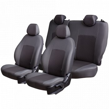 5 799 р. Чехлы сидений Lord Autofashion Дублин (жаккард, 60/40, раздельная спинка, 2Г-образ. подголовника) Hyundai Solaris RBr седан рестайлинг (2014-2017) (Серый, стежок серый)  с доставкой в г. Майкоп. Увеличить фотографию 3