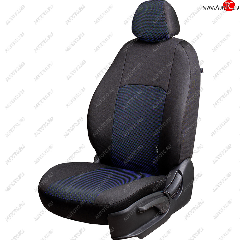 6 649 р. Чехлы сидений Lord Autofashion Дублин (жаккард, 60/40, раздельная задняя спинка, 3П-образ. подголовника)  KIA Spectra (2000-2009) (Чёрный, Ёж синий)  с доставкой в г. Майкоп