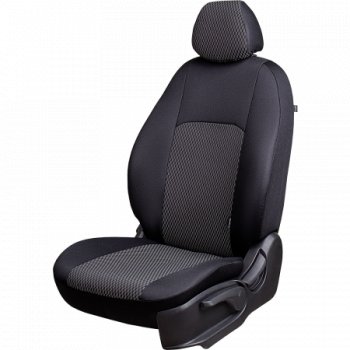 Чехлы сидений Lord Autofashion Дублин (жаккард, 60/40, раздельная задняя спинка и сиденье, подлокотник, 3Г-образ.подголовника) Mazda 6  GH (2007-2012) дорестайлинг лифтбэк, дорестайлинг универсал, рестайлинг лифтбэк, рестайлинг универсал (Чёрный, прямоугольник чёрный)