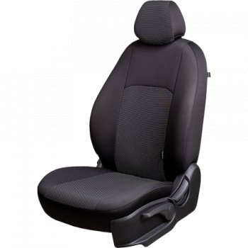 Чехлы сидений Lord Autofashion Дублин (жаккард, 60/40, раздельная задняя спинка, 3Г-образ. подголовника) Mitsubishi ASX 1-ый рестайлинг (2013-2016) (Чёрный, Ёж белый)
