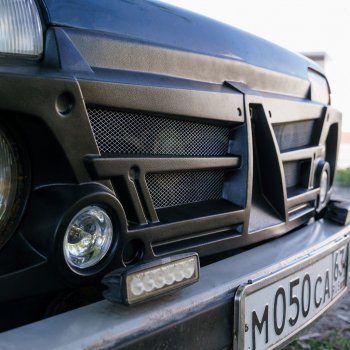 1 259 р. Декоративная решетка радиатора Autodemic (с противотуманками) Лада нива 4х4 2121 3 дв. 1-ый рестайлинг (2019-2021)  с доставкой в г. Майкоп. Увеличить фотографию 2