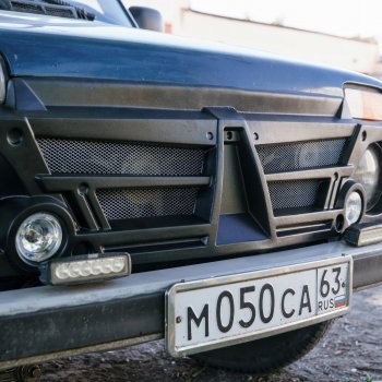 1 259 р. Декоративная решетка радиатора Autodemic (с противотуманками) Лада нива 4х4 2121 3 дв. 1-ый рестайлинг (2019-2021)  с доставкой в г. Майкоп. Увеличить фотографию 3