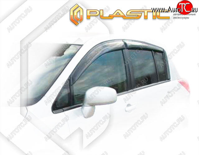 2 079 р. Ветровики дверей CA-Plastic  Nissan Tiida  1 хэтчбек (2007-2014) C11 дорестайлинг, C11 рестайлинг (Classic полупрозрачный, Без хром. молдинга)  с доставкой в г. Майкоп