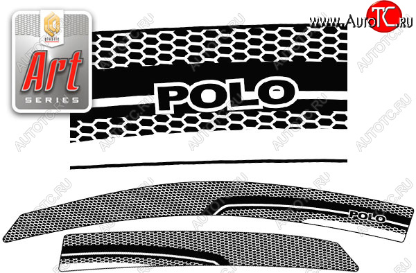 2 979 р. Ветровики дверей CA-Plastic Volkswagen Polo 5 седан дорестайлинг (2009-2015) (Серия Art белая, без хром. молдинга)  с доставкой в г. Майкоп