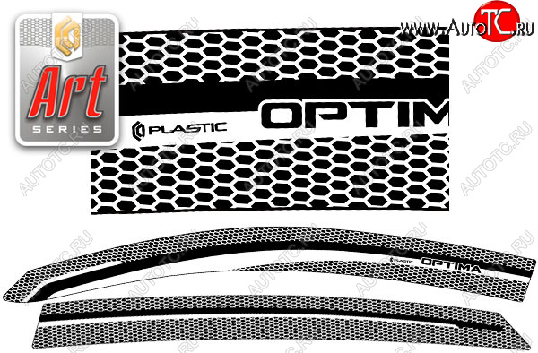 2 299 р. Ветровики дверей CA-Plastic  KIA Optima  3 TF (2010-2016) дорестайлинг седан, рестайлинг седан (Серия Art белая, без хром. молдинга)  с доставкой в г. Майкоп