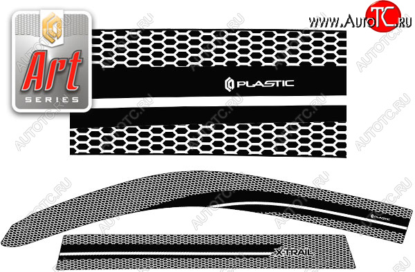 2 299 р. Ветровики дверей CA-Plastic  Nissan X-trail  2 T31 (2010-2015) рестайлинг (Серия Art белая, без хром. молдинга, крепление скотч)  с доставкой в г. Майкоп