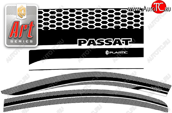 2 399 р. Ветровики дверей CA-Plastic  Volkswagen Passat ( B8,  B8.5) (2015-2025) седан дорестайлинг, седан рестайлинг (Серия Art белая)  с доставкой в г. Майкоп