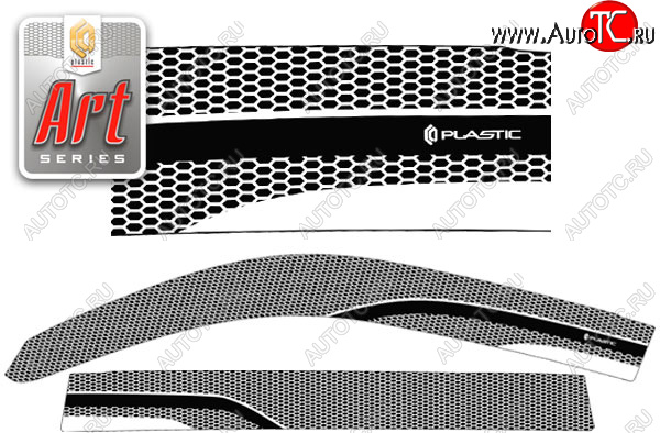 3 299 р. Ветровики дверей CA-Plastic Lexus LX570 J200 дорестайлинг (2007-2012) (Серия Art черная, без хром. молдинга, крепление скотч)  с доставкой в г. Майкоп